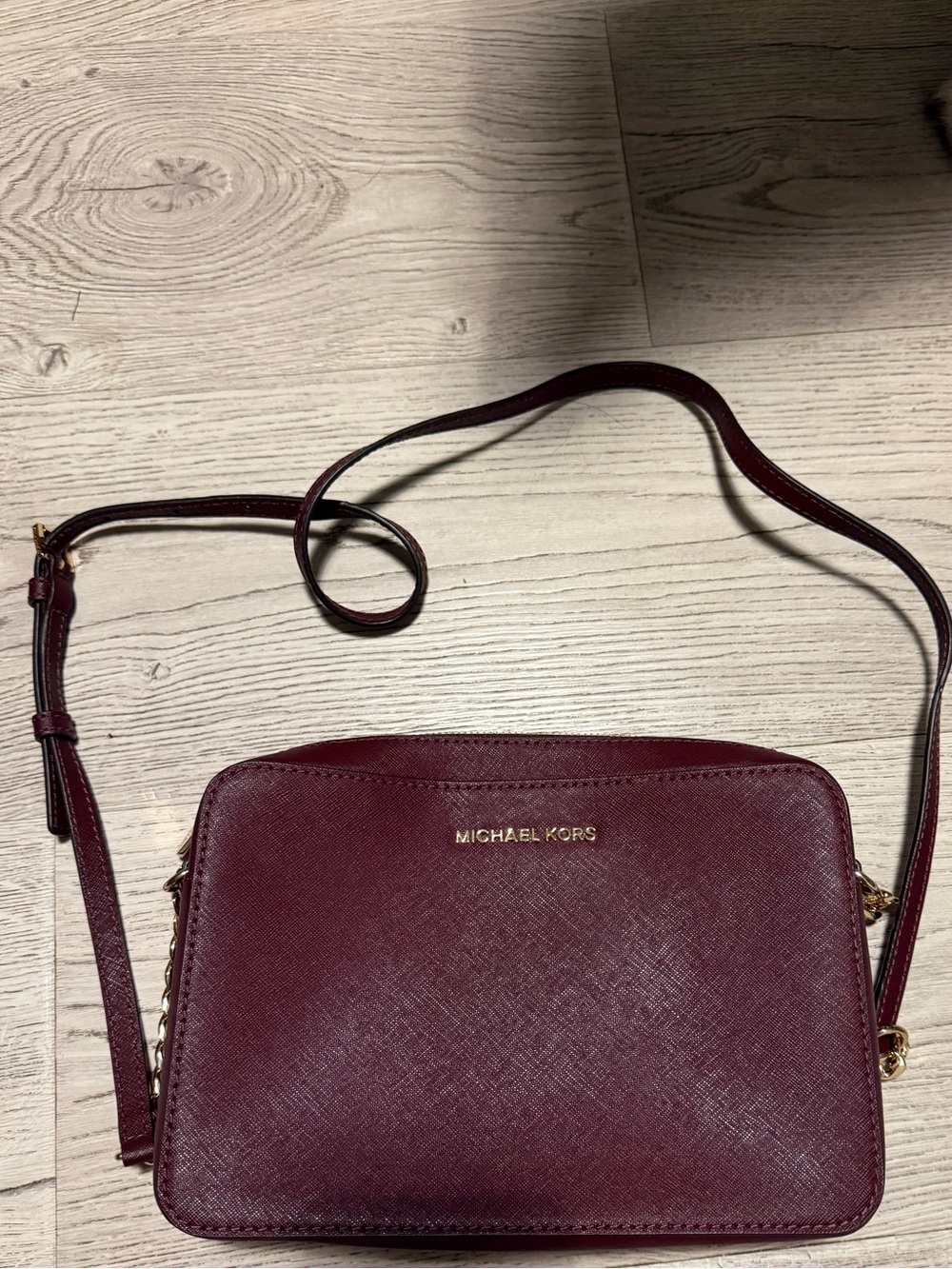 Michael Kors Wine Saffiano Leather Crossbody Bag